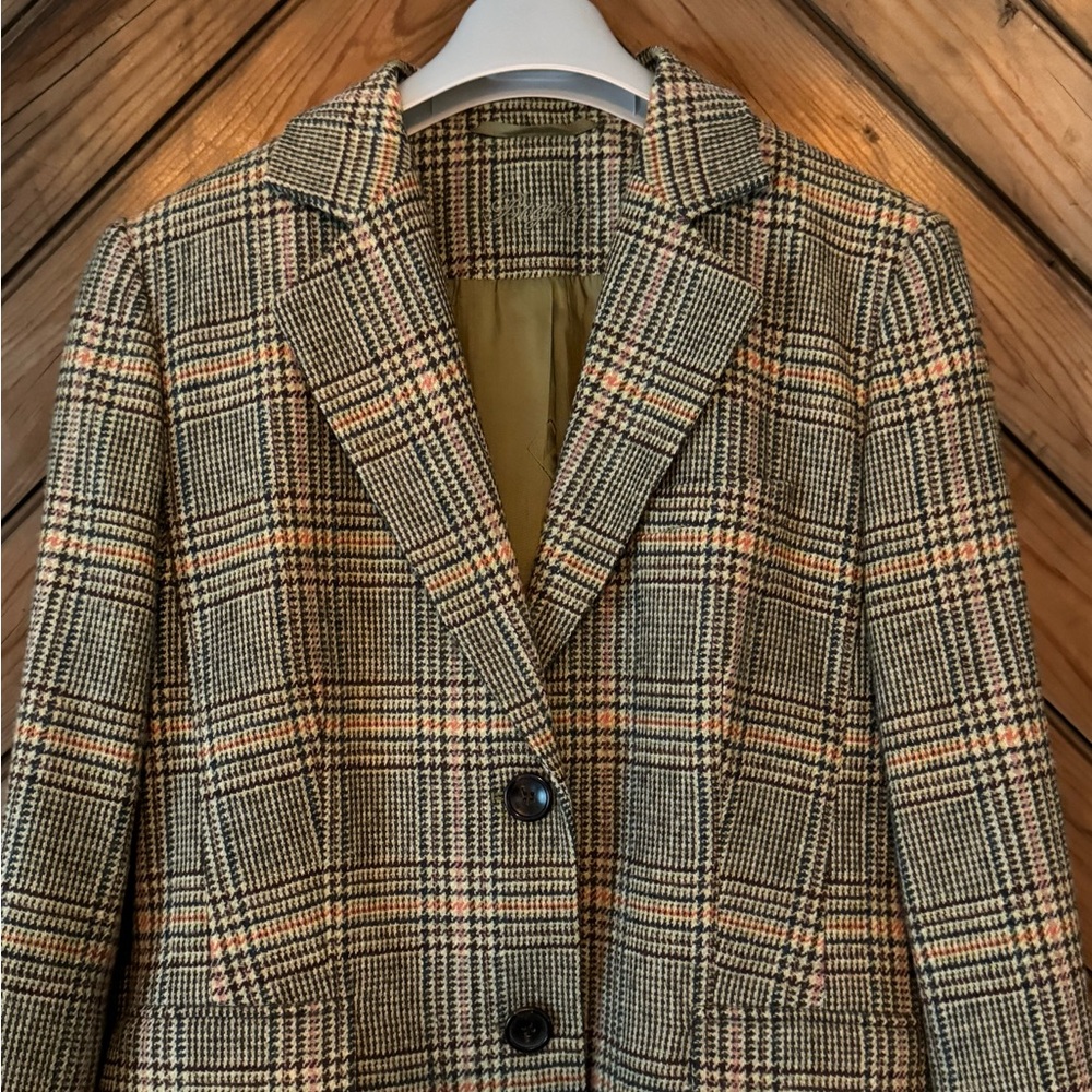 Bogner wool jacket medium 8 tweed plaid classic chic blazer women’s neutral - Picture 5 of 12